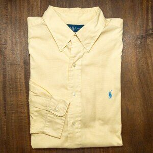 Polo Ralph Lauren Classic Fit Button Down Shirt Yellow Blue Pony Men’s XL (17)
